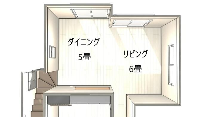 合わせて11畳の標準的なリビングダイニング