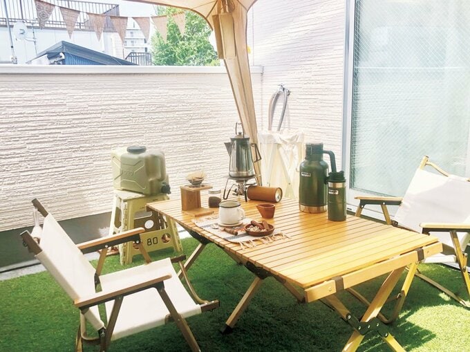 ベランダにタープ