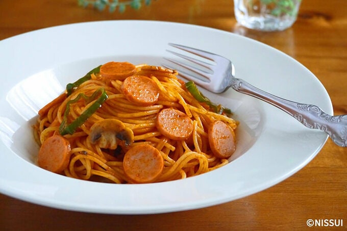 おさかなのソーセージのナポリタン