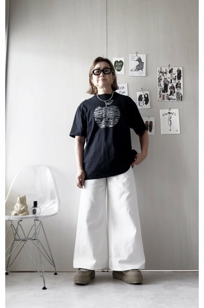 hirokoさんユニクロ：C「ローライズワイドジーンズ」着まわし3