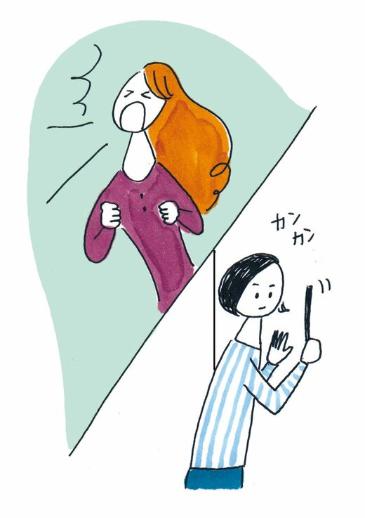 大声で叫ぶ人と壁をたたく人