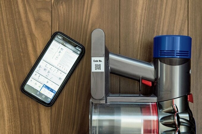 説明書のURLに飛べるQRコードのラベルをつくり家電に貼ればスマホでも見られる