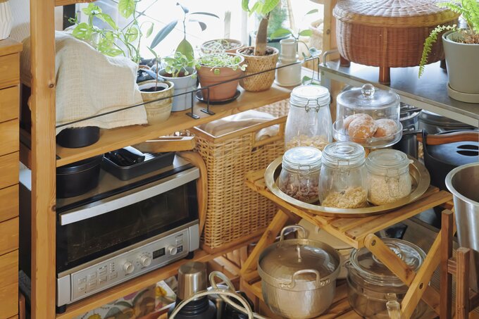 シリアルやパンなどを集約した朝食ステーション