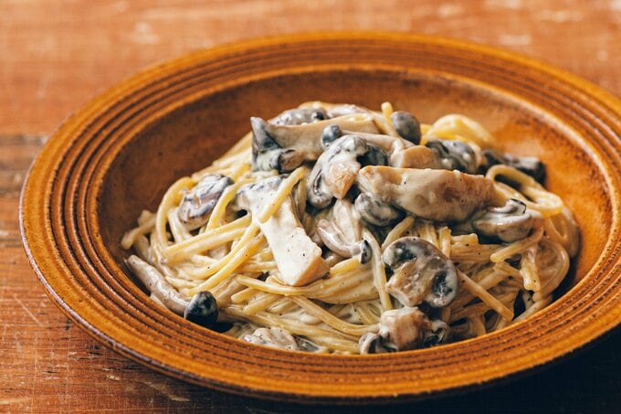 きのこたっぷりのクリームパスタ