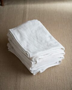 バスタオルとフェイスタオルは、夫婦2人×3日分の6枚ずつ用意しています。