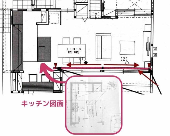 Ⅱ型キッチンのプラン図
