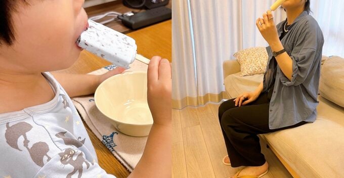 以前は座ってアイスを食べる余裕もなかった私。今は子どもと話しながら、一緒に食べられるように