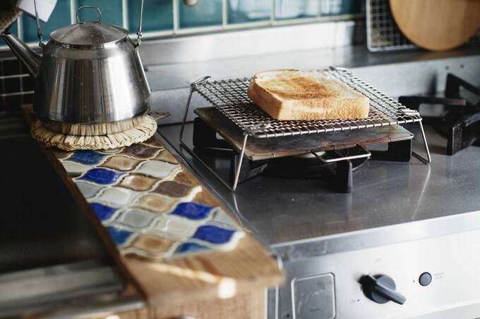 焼き網でトースト