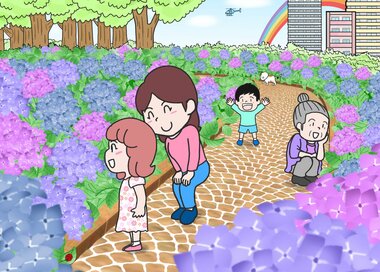 雨上がりのアジサイ鑑賞。何かが違う？5つ見つけたらエラい間違い探し