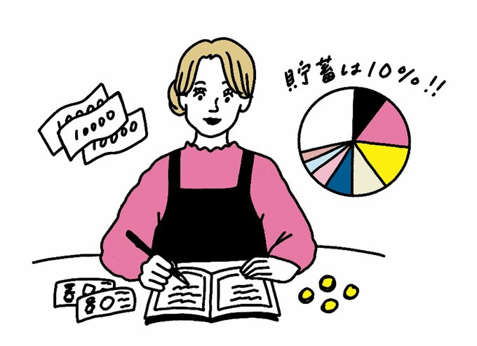 貯蓄のやりくりをするイラスト
