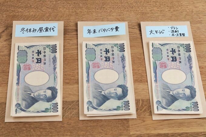 封筒の上にお金
