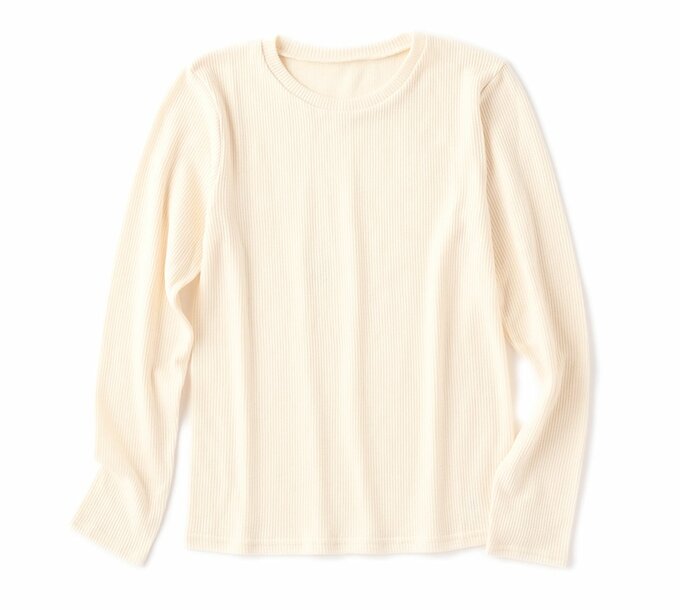 GUNZE HOTMAGIC リブ 【HOTリブ】長袖Tシャツ アイボリー