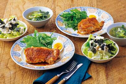 「チキンステーキ」がメインの3品献立。低カロリーなのにごちそう感たっぷり