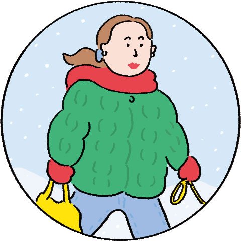 イラスト緑ジャケット女性