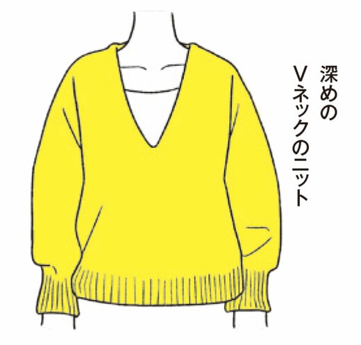 深めのVネックのニットイラスト