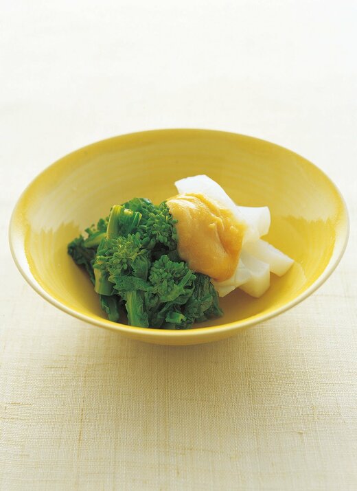 菜の花とイカの辛子酢みそがけ