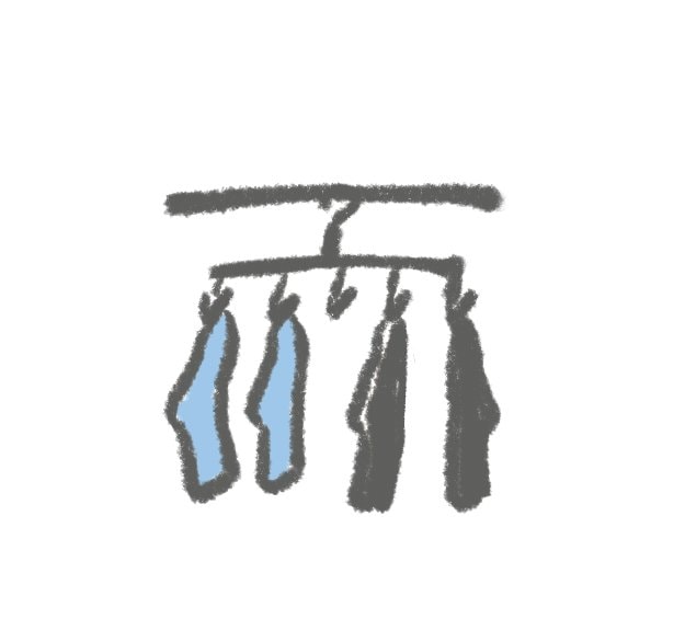 靴下を干している