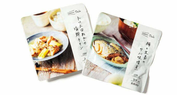 サバのみそ煮レトルト、塩麹に漬け込んだチキンレトルト