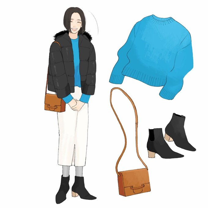 普段着の女性のイラスト