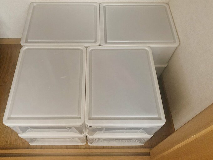 家じゅうの収納ケースを同じ1段タイプの引き出しに