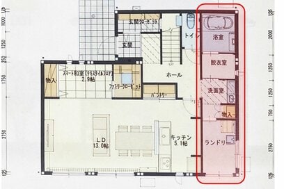 玄関脇の洗面所＆水回りを並べた間取りで、手洗い習慣と家事ラクな家に