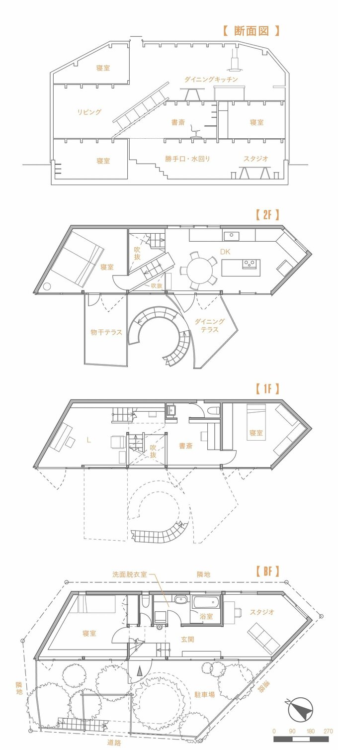 断面図と平面図