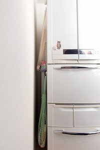 ペットフードは冷蔵庫と壁のデッドスペースに