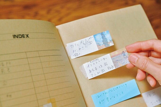 付箋を貼っている様子