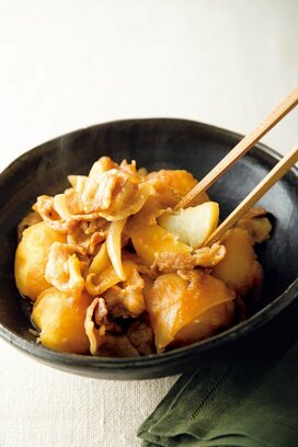 豚バラとジャガイモの甘辛煮。だし不要、短時間でも味が決まる