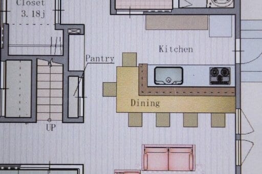 キッチン周辺の間取り図