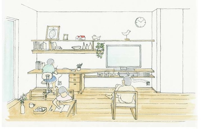 ダイニングテーブルでも勉強できる