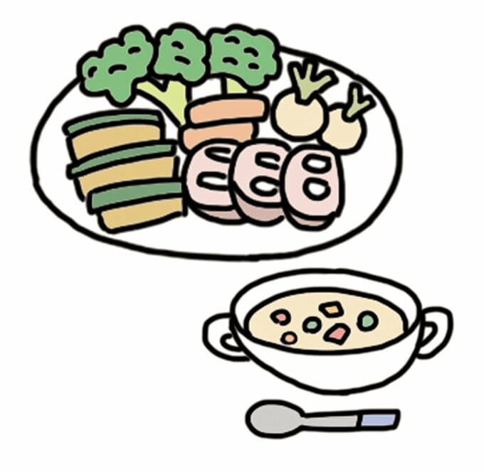 イラスト野菜とスープ