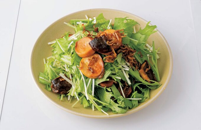 ジャコとエリンギのミズナサラダ