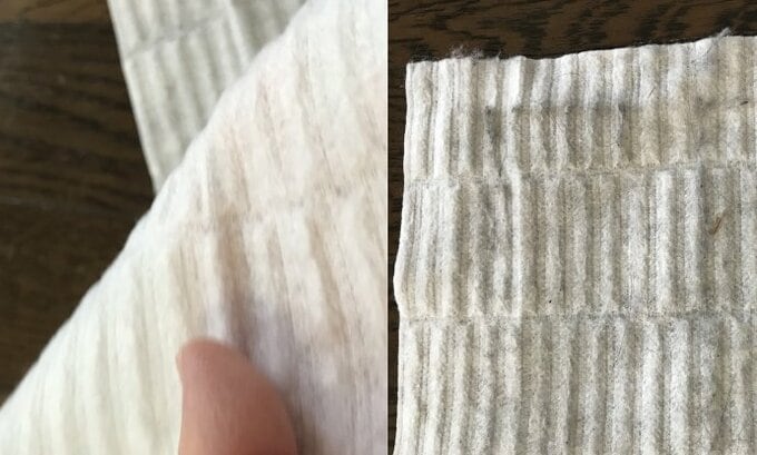 立体厚手ドライシートに汚れ