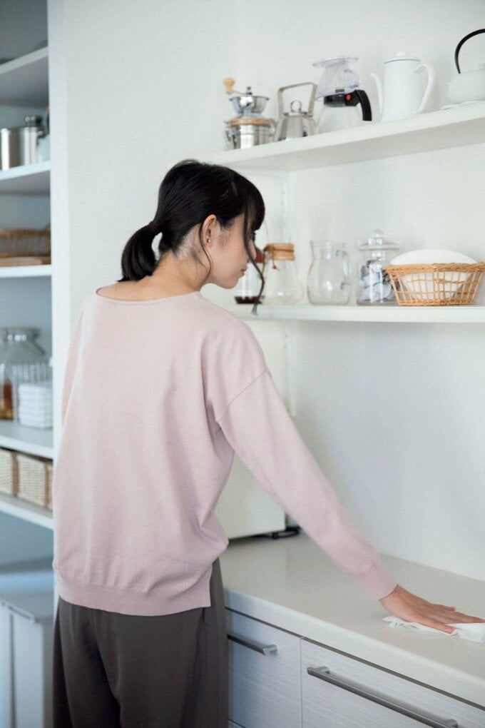 気づいたときにワークトップをふき上げる