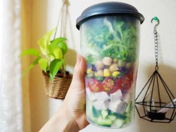 ダイソーの「サラダコンテナ」が超優秀！持ち運びやすい野菜たっぷり弁当が簡単に