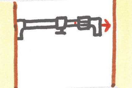 つっぱる面までパイプを引き出す