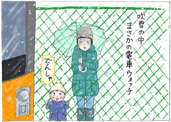 吹雪のなかの電車見学2