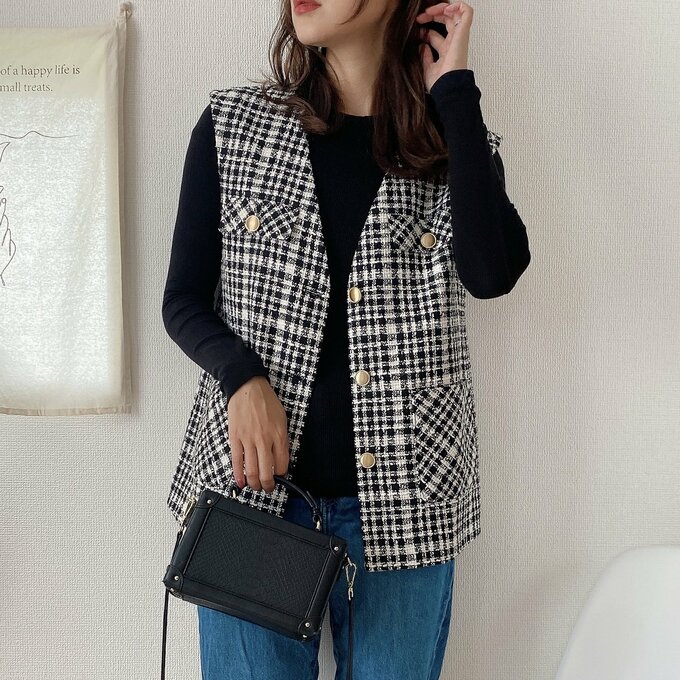 ツイードのジレ