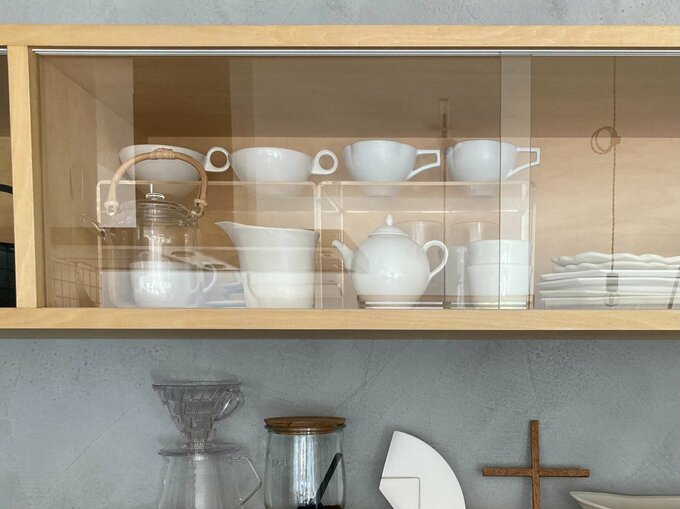 無印のコの字ラックで収納容量アップ