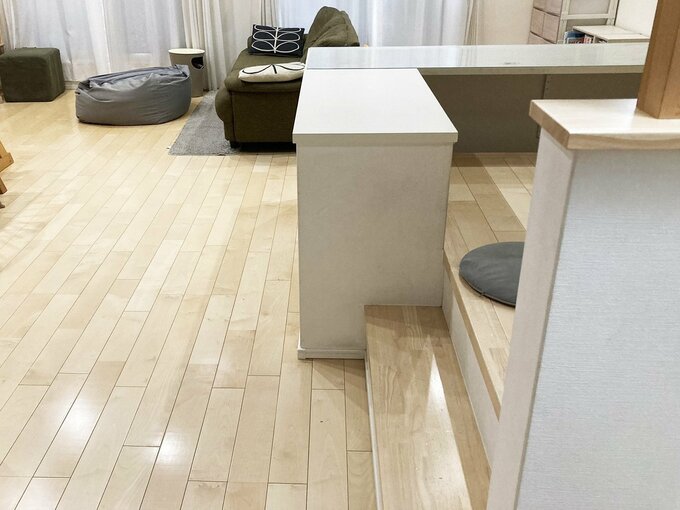 白くて汚れが目立つスタディカウンター