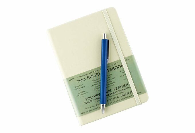 ボールペン／バンド付きレザー調ノート