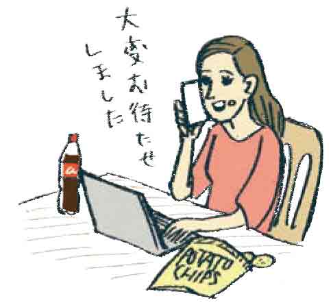 イラストPCと女性