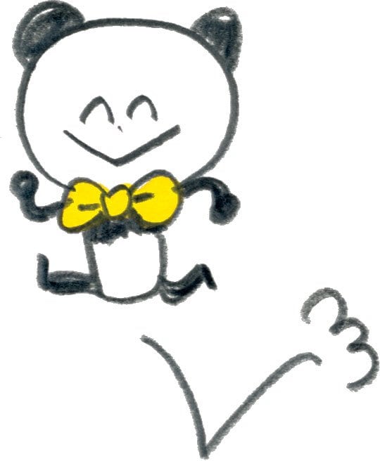 イラストパンダとびはねる