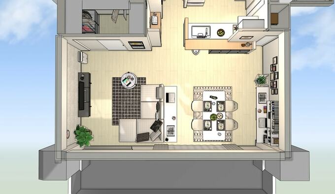 食事のときは、イスを戻す