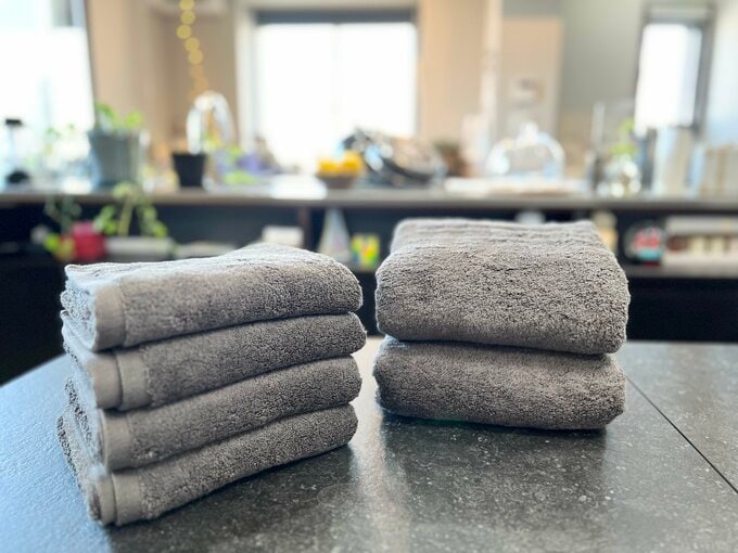 買ったばかりのふわふわのタオル