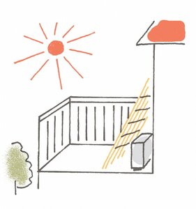 室外機はヨシズでカバー