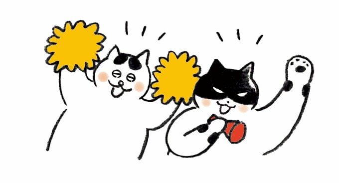 応援する猫のイラスト