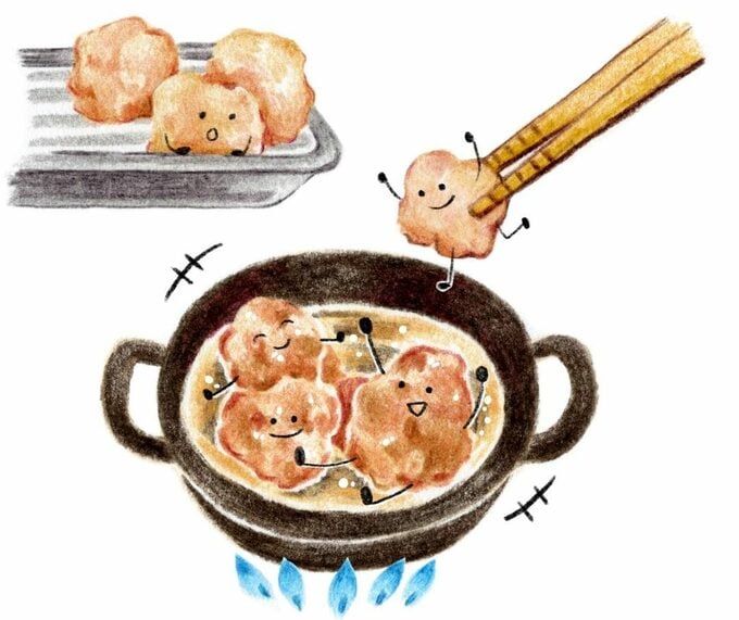 全体的に薄茶色になったら取り出します