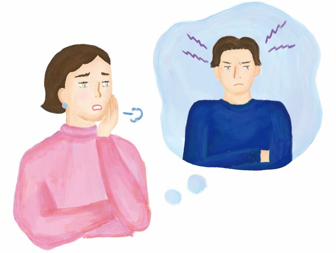 夫がイライラしているイラスト